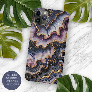 Case-Mate iPhone Case Marbre noir bleu violet pourpre or motif artistiqu