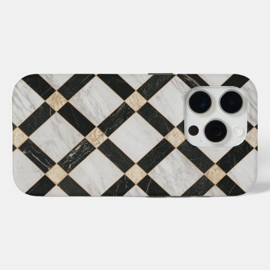 Coques Case-Mate iPhone Marbre noir en or blanc (Verso (horizontal))