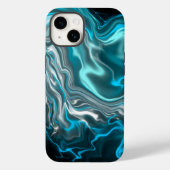 Coques Case-Mate iPhone Marbre noir et bleu Fluide Art (Verso)