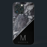 Case-Mate iPhone Case Marbre noir et gris moderne Pierre Monogramme Nom<br><div class="desc">Monogramme moderne en pierre de marbre noir et gris Nom et lettre initiale personnalisée. Fait un cadeau moderne et élégant pour les membres de la famille,  mari,  femme,  amis,  et plus encore. Sacoche porte-monnaie personnalisée ! ~ Regardez ma boutique pour voir toute la collection avec ce design!</div>