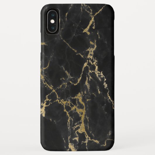 Coques Case-Mate iPhone Marbre noir et or Élégant imprimé moderne (Dos)