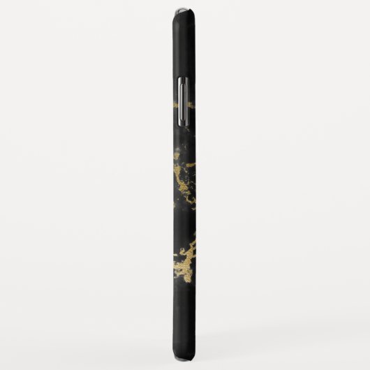 Coques Case-Mate iPhone Marbre noir et or Élégant imprimé moderne (Dos/Droite)