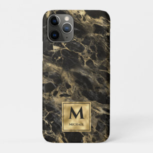 Case-Mate iPhone Case Marbre noir et or Monogramme Élégant Luxe