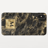 Coques Case-Mate iPhone Marbre noir et or Monogramme Élégant Luxe (Dos (Horizontal))