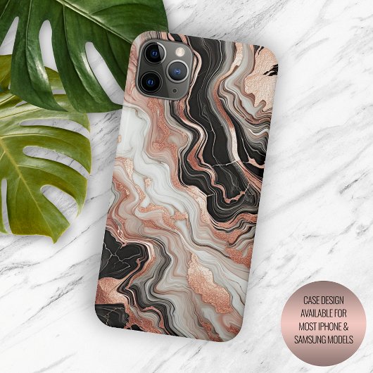 Coques Case-Mate iPhone Marbre noir gris rose or motif d'art
