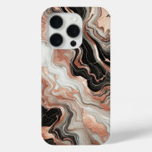 Coques Case-Mate iPhone Marbre noir gris rose or motif d'art (Verso)