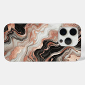 Coques Case-Mate iPhone Marbre noir gris rose or motif d'art (Verso (horizontal))