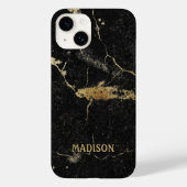 Coques Case-Mate iPhone Marbre noir Parties scintillant or (Verso)