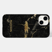 Coques Case-Mate iPhone Marbre noir Parties scintillant or (Verso (horizontal))