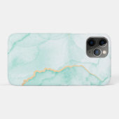 Coques Case-Mate iPhone Marbre ondulé bleu clair et doré (Dos (Horizontal))