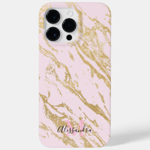 Coque Pour Pour iPhone 14 Pro Max Marbre or esthétique rose pâle