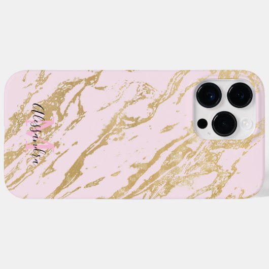 Coques Case-Mate iPhone Marbre or esthétique rose pâle (Verso (horizontal))