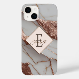 Coque Pour iPhone 14 Marbre Pailleté Cuivre Tendance