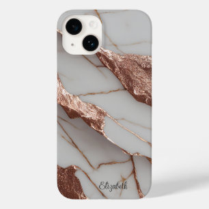 Coque Pour iPhone 14 Marbre Pailleté Cuivre Tendance