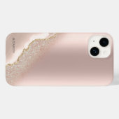 Coques Case-Mate iPhone Marbre Pailleté Or Rose Élégant Moderne (Verso (horizontal))