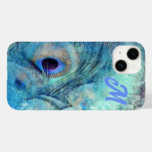 Coques Case-Mate iPhone Marbre plume de paon bleu violet sarcelle (Verso (horizontal))