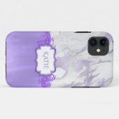 Coques Case-Mate iPhone Marbré pourpre et blanc (Dos (Horizontal))