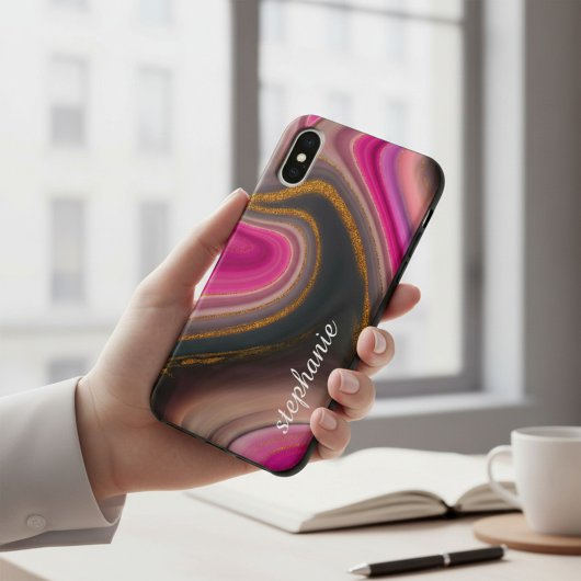 Coques Case-Mate iPhone Marbre Rose et Or Monogramme