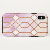 Coques Case-Mate iPhone Marbre rose géométrique en fer doré rétro (Dos (Horizontal))