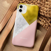 Marbre rose Motif et Faux Gold Foil