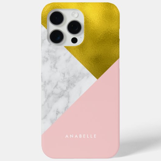 Coques Case-Mate iPhone Marbre rose Motif et Faux Gold Foil (Verso)
