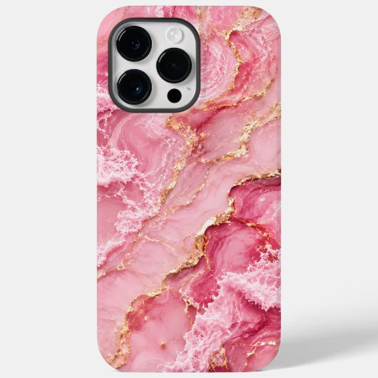 Coques Case-Mate iPhone Marbre Rose Océan Luxueux avec Veines Dorées (Verso)