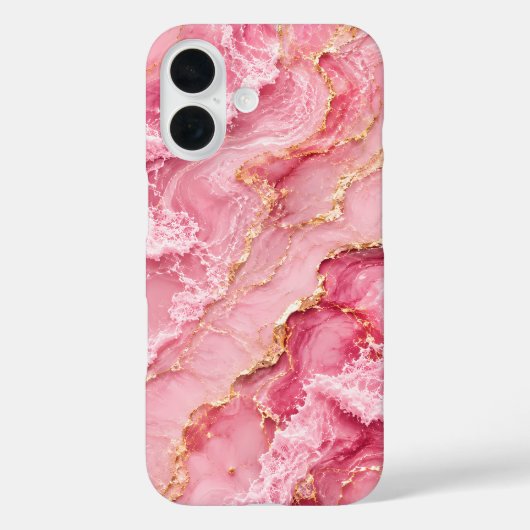 Coques Case-Mate iPhone Marbre Rose Océan Luxueux avec Veines Dorées (Verso)