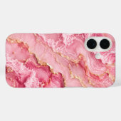 Coques Case-Mate iPhone Marbre Rose Océan Luxueux avec Veines Dorées (Verso (horizontal))