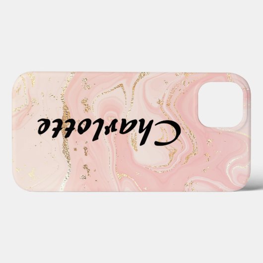 Coques Case-Mate iPhone Marbre rose or customisé (Verso (horizontal))