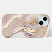 Coques Case-Mate iPhone Marbre Rose Paillettes Dorées (Verso (horizontal))