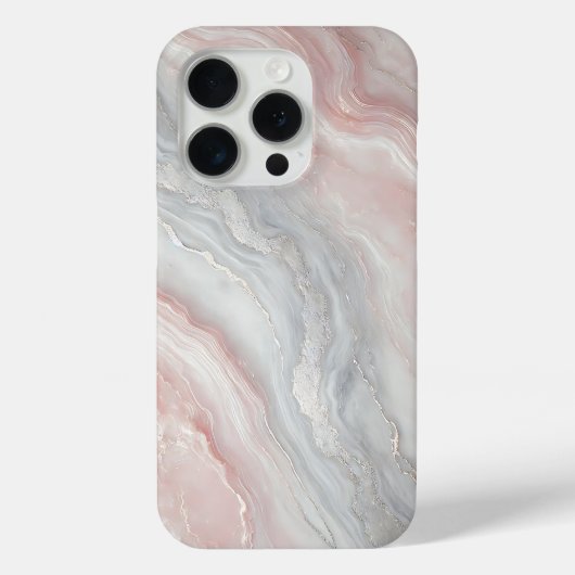 Coques Case-Mate iPhone Marbre rose pâle avec des points forts en argent (Verso)