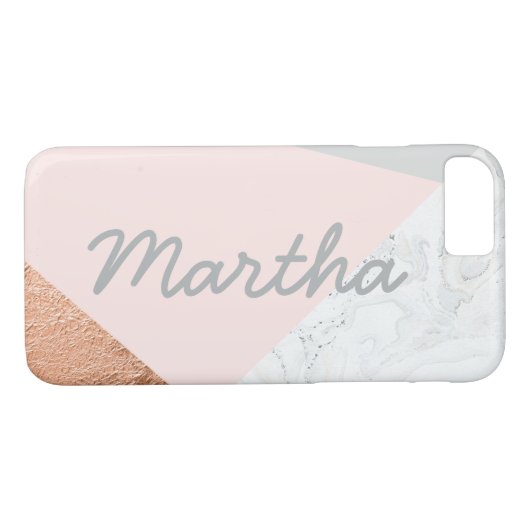 Coques Case-Mate iPhone Marbre rose pâle gris et or rose (Dos (Horizontal))