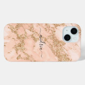 Coques Case-Mate iPhone Marbre rose Parties scintillant or, Nom de script  (Verso (horizontal))