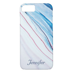 Coques Pour iPhone MARBRE ROSE POURPRE BLEU de FAUX élégant