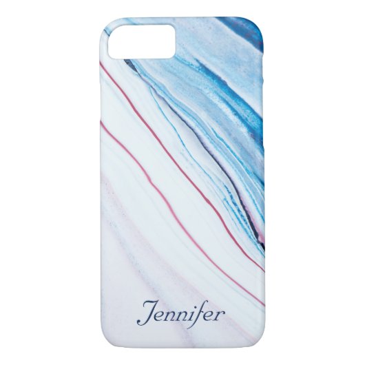 Coques Case-Mate iPhone MARBRE ROSE POURPRE BLEU de FAUX élégant (Dos)