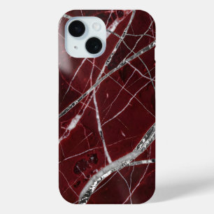 Coque Pour iPhone 15 Marbre rouge brillant de luxe