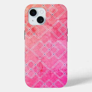 Coque Pour iPhone 15 Marbre rouge et couches carrées