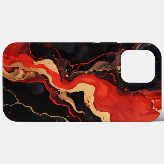 Coques Case-Mate iPhone Marbre Rouge Et Or Design abstrait (Verso (horizontal))