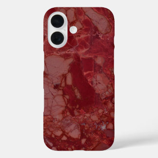 Coques iPhone 16 Marbre rouge foncé