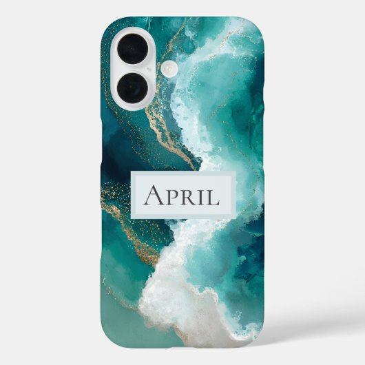 Coques Case-Mate iPhone Marbre sarcelle, blanc et or (Verso)