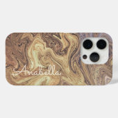 Coques Case-Mate iPhone Marbre script boho rétro rouille or cuivre ocre (Verso (horizontal))
