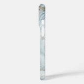 Coques Case-Mate iPhone Marbre Tourbillon Bleu Blanc Argent Or Monogramme (Verso / Gauche)