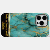 Coques Case-Mate iPhone Marbre turquoise avec veines or (Verso (horizontal))