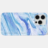 Coques Case-Mate iPhone Marbre turquoise bleu marine personnalisable (Verso (horizontal))