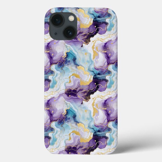 Coques Case-Mate iPhone Marbre turquoise et violet (Verso)