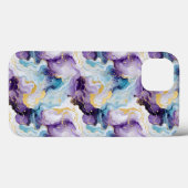 Coques Case-Mate iPhone Marbre turquoise et violet (Verso (horizontal))