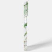 Coques Case-Mate iPhone Marbre Vert Blanc Monogramme Nom Personnalisé (Verso / Droite)