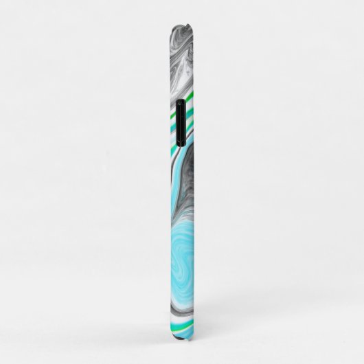 Coques Case-Mate iPhone Marbre vert citron et bleu comme des perles (Dos/Droite)