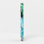 Coques Case-Mate iPhone Marbre vert citron et bleu comme des perles (Dos/Droite)