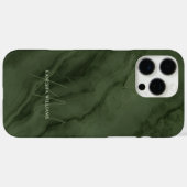 Coques Case-Mate iPhone Marbre Vert Élégant Monogramme Nom Personnalisé (Verso (horizontal))